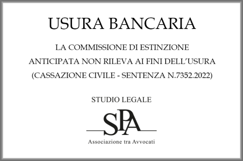 Studio Legale S.P.A. - Usura Bancaria
